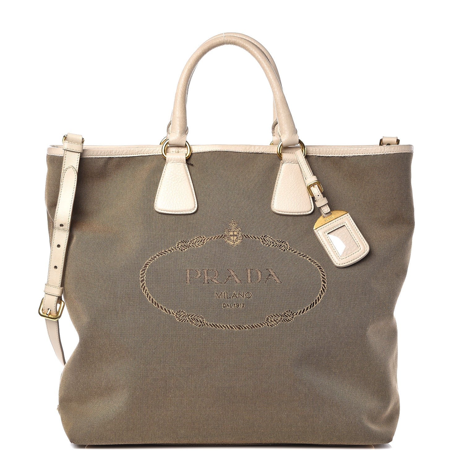 Prada Jacquard Logo Tote Corda Talco 1 of 16