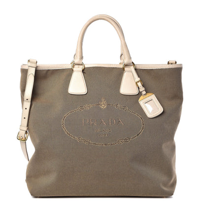 Prada Jacquard Logo Tote Corda Talco 1 of 16