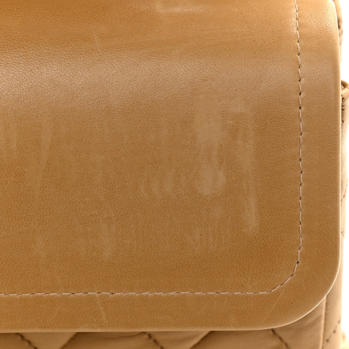 Lambskin Quilted Medium Double Flap Beige