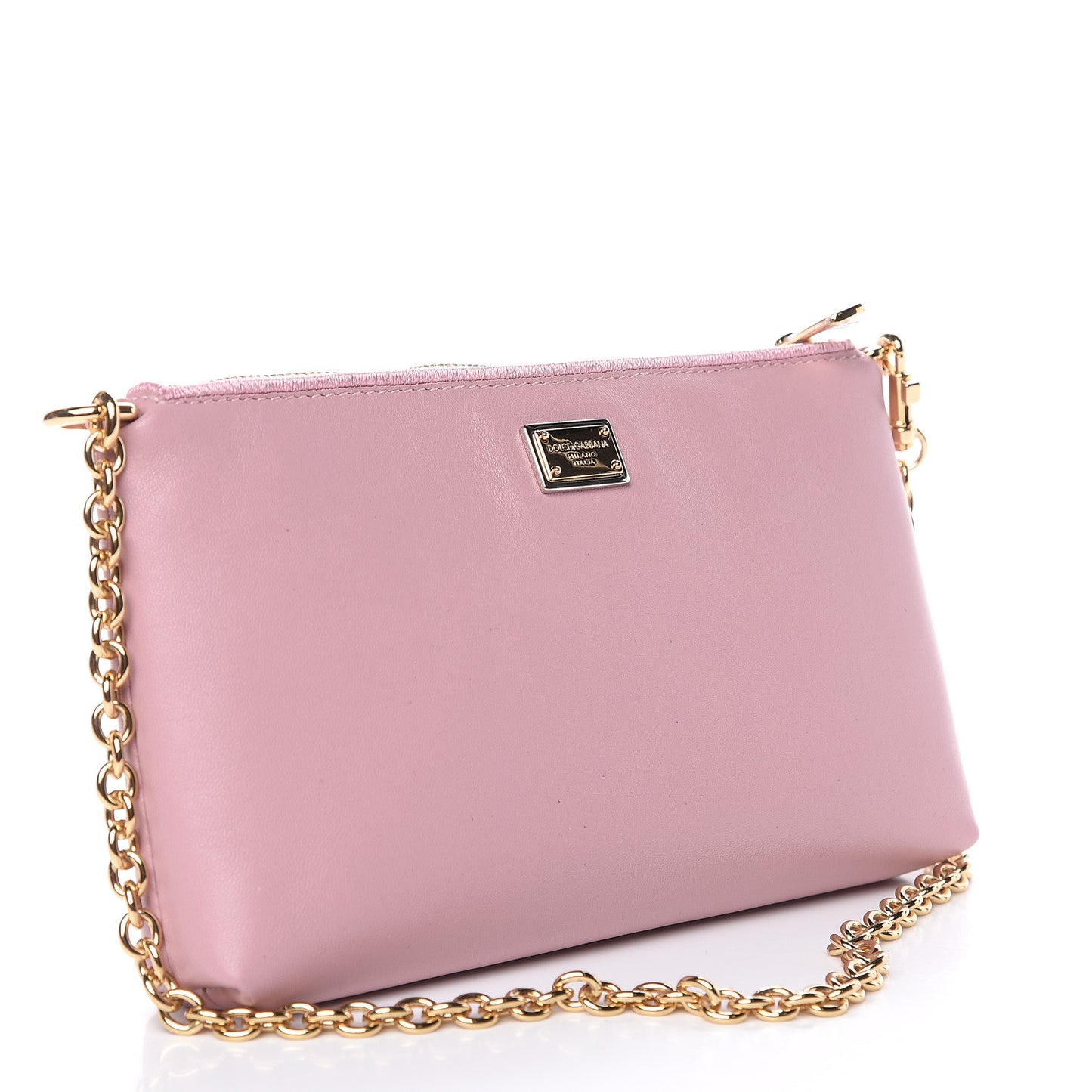 Lambskin Embroidered Laser Cut Micro Crossbody Pochette Rose Poudre