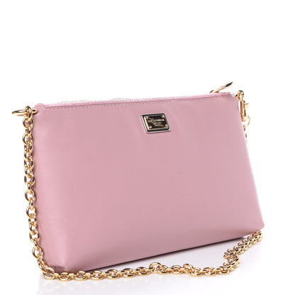 Dolce & Gabbana Lambskin Embroidered Laser Cut Micro Crossbody Pochette Rose Poudre 3 of 11
