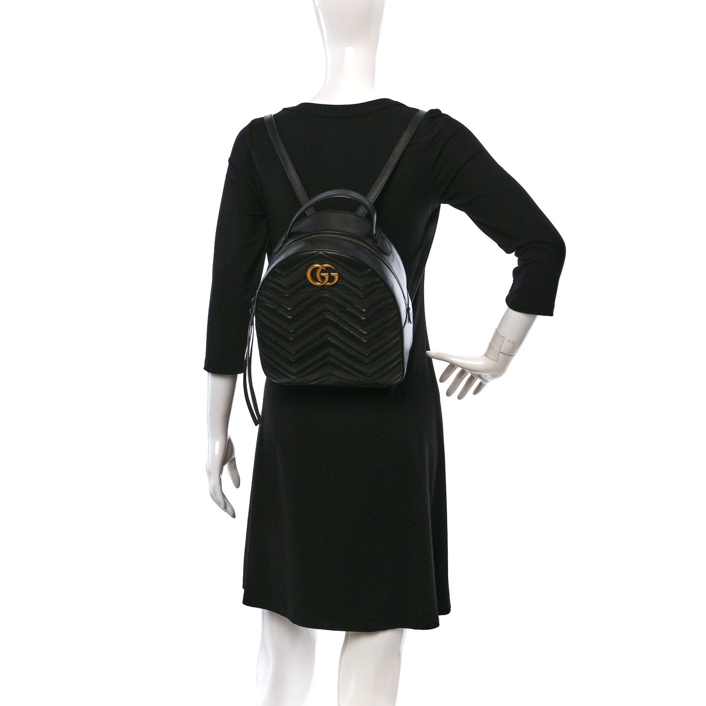 Calfskin Matelasse GG Marmont Backpack Black