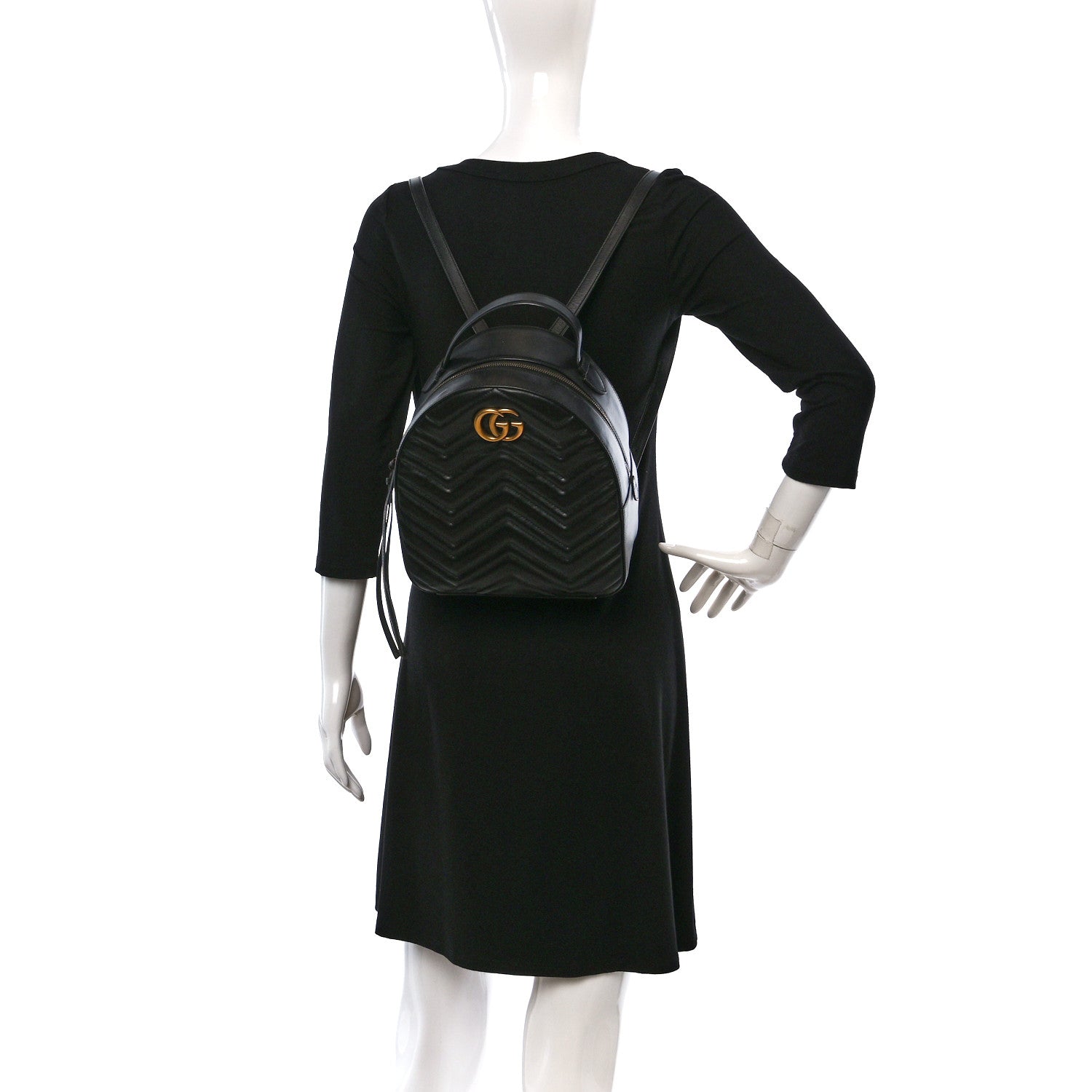 Gucci Calfskin Matelasse GG Marmont Backpack Black 3 of 13