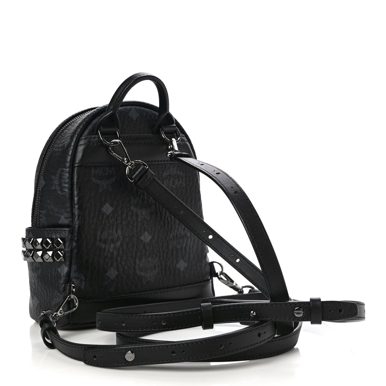 MCM Visetos Side Stud X-Mini Stark Bebe Boo Backpack Black 3 of 10