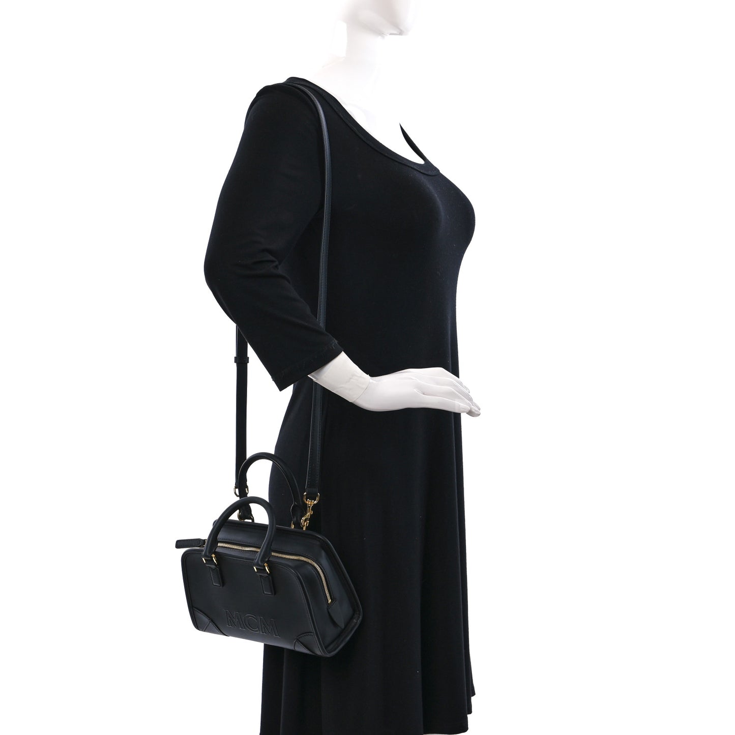 Calfskin Mini Aren Boston Bag Black