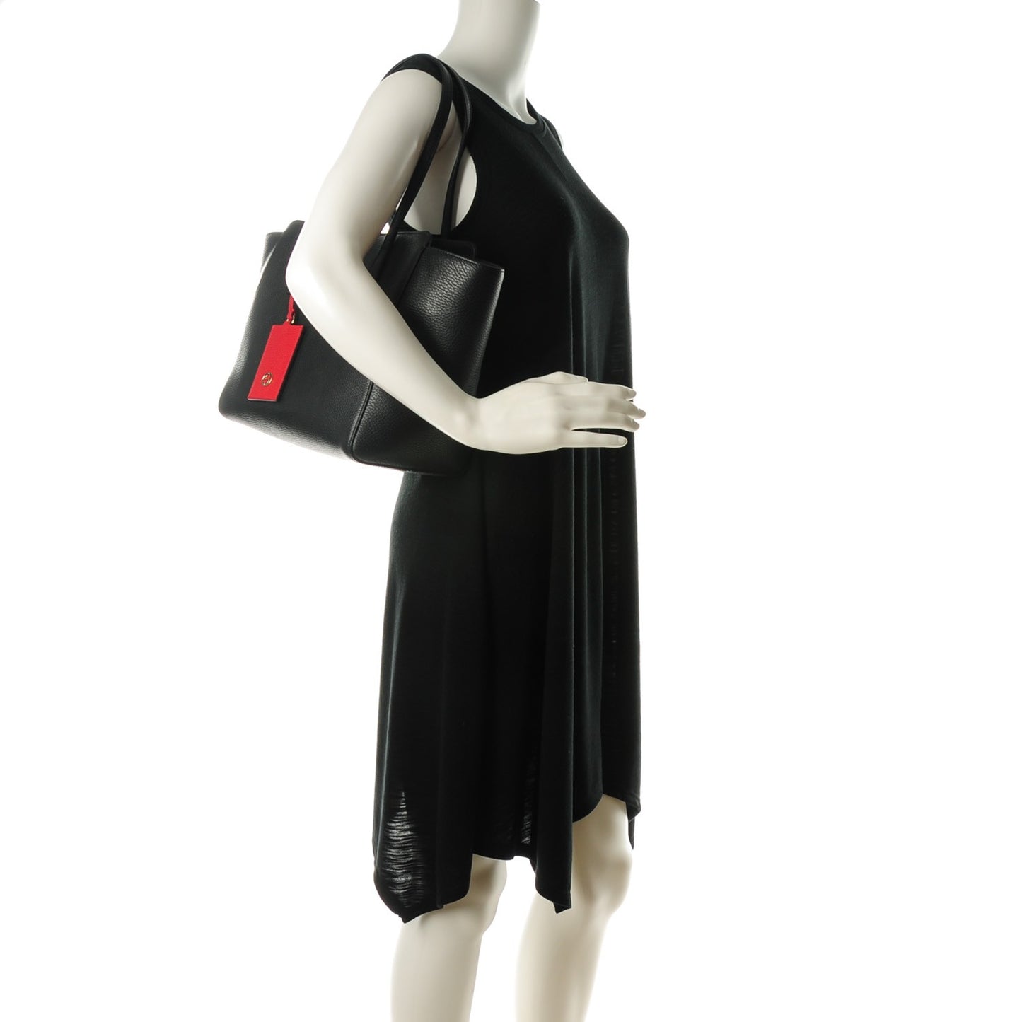 Pebbled Calfskin Small Swing Tote Black