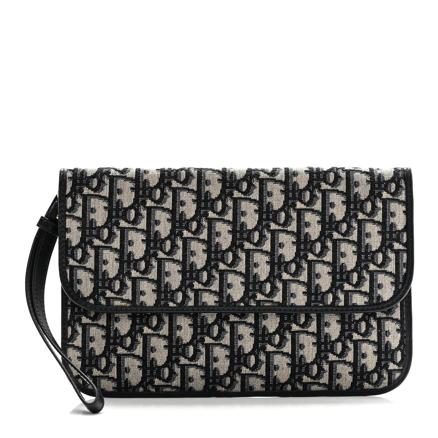 Christian Dior Oblique Flap Pouch Clutch Blue 1 of 9