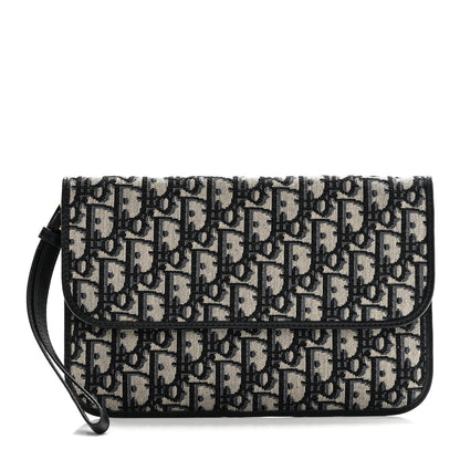Christian Dior Oblique Flap Pouch Clutch Blue 1 of 9