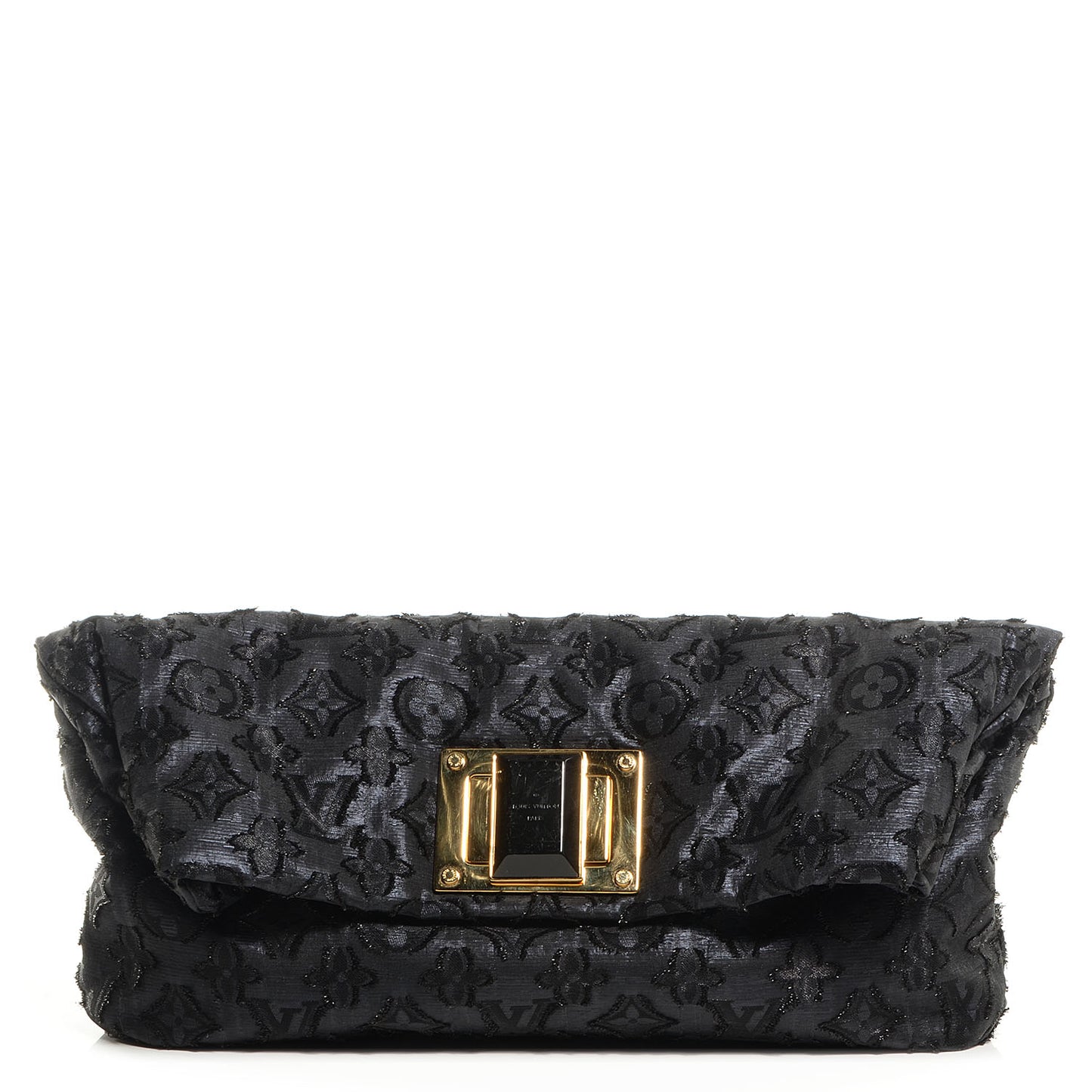 Lurex Quilted Monogram Altair Clutch Black