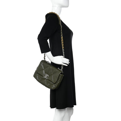 Chanel Lambskin Quilted Medium Chanel 19 Flap Khaki 2 of 11