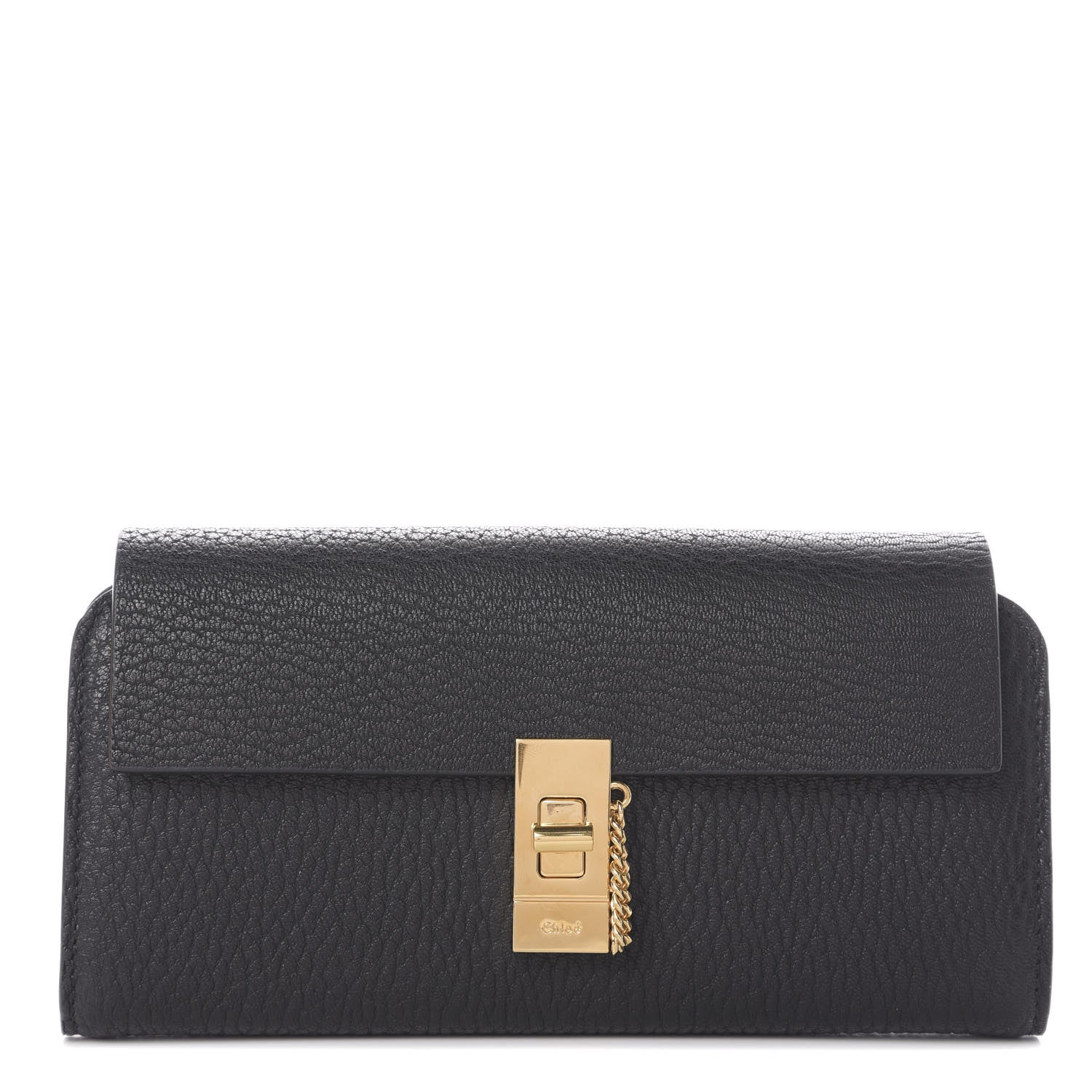 Chloe Grained Lambskin Drew Long Wallet with Flap Black 1 of 6