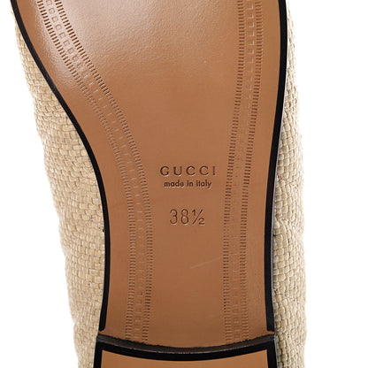 Gucci Raffia Elaphe Matelasse Horsebit Womens Jordaan Loafers 38.5 Natural Cream Brown 6 of 7