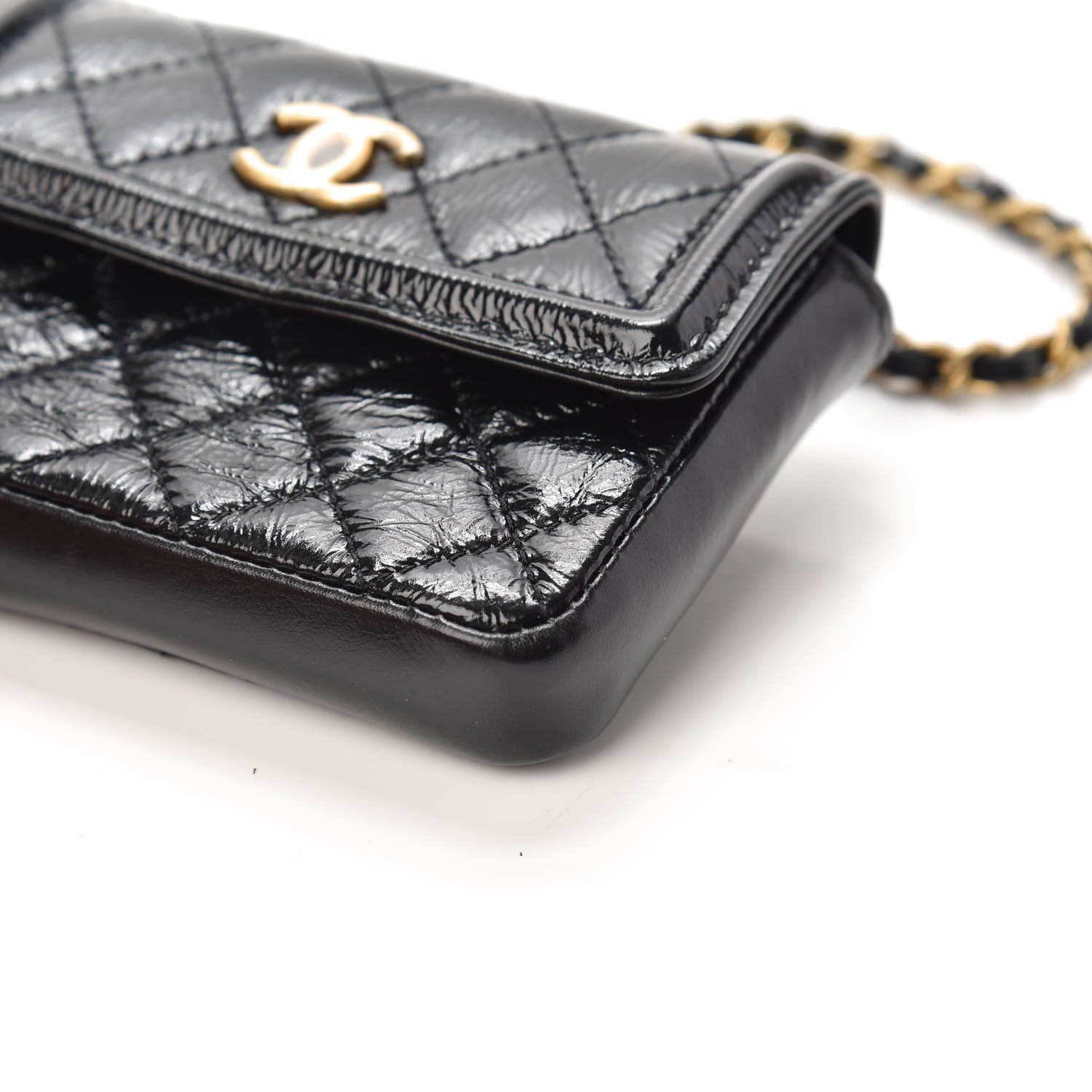 Chanel Shiny Aged Calfskin Quilted Waist Belt Bag Black 9 of 9