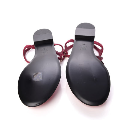 Chanel Suede Calfskin Camellia Thong Sandals 41 Dark Pink 7 of 8