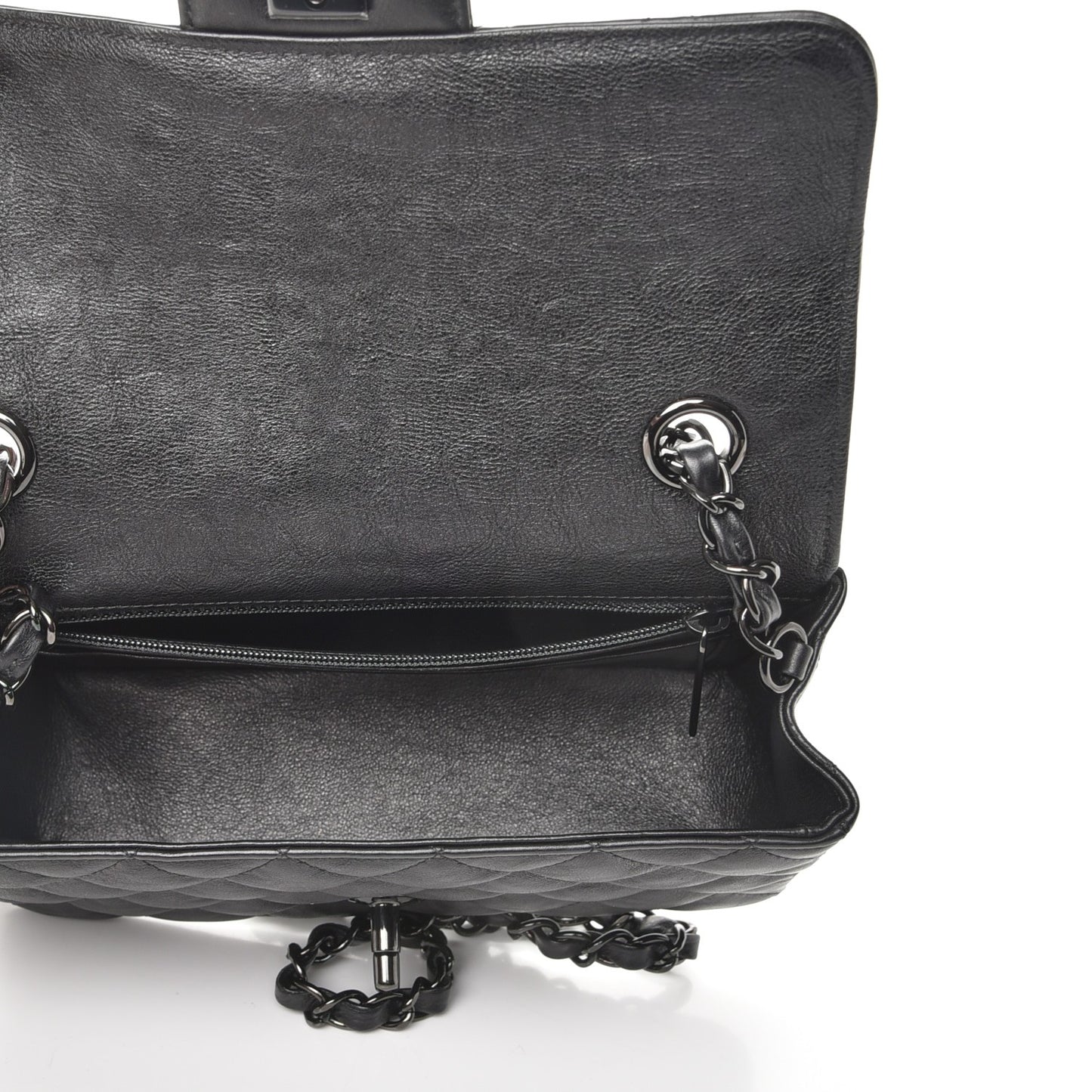 Crumpled Calfskin Quilted Mini Rectangular Flap So Black