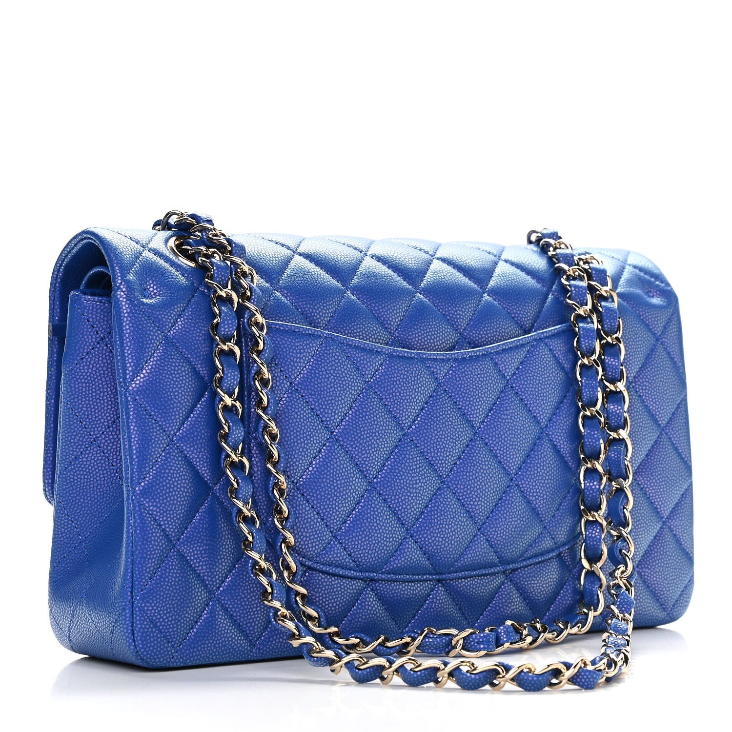 Chanel Iridescent Caviar Quilted Medium Double Flap Blue 3 of 11
