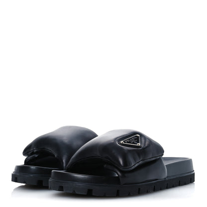 Prada Nappa Soft Padded Triangle Slide Sandals 41 Black 4 of 11