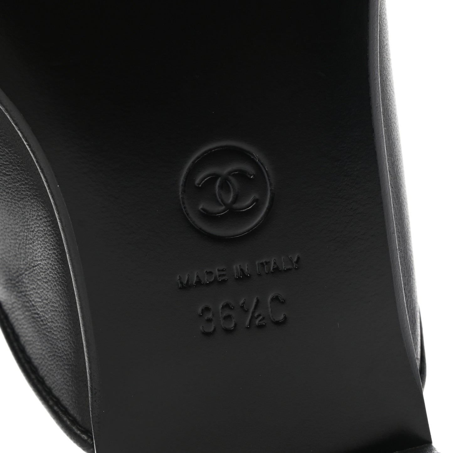 Lambskin Chain CC Mules 36.5 Black