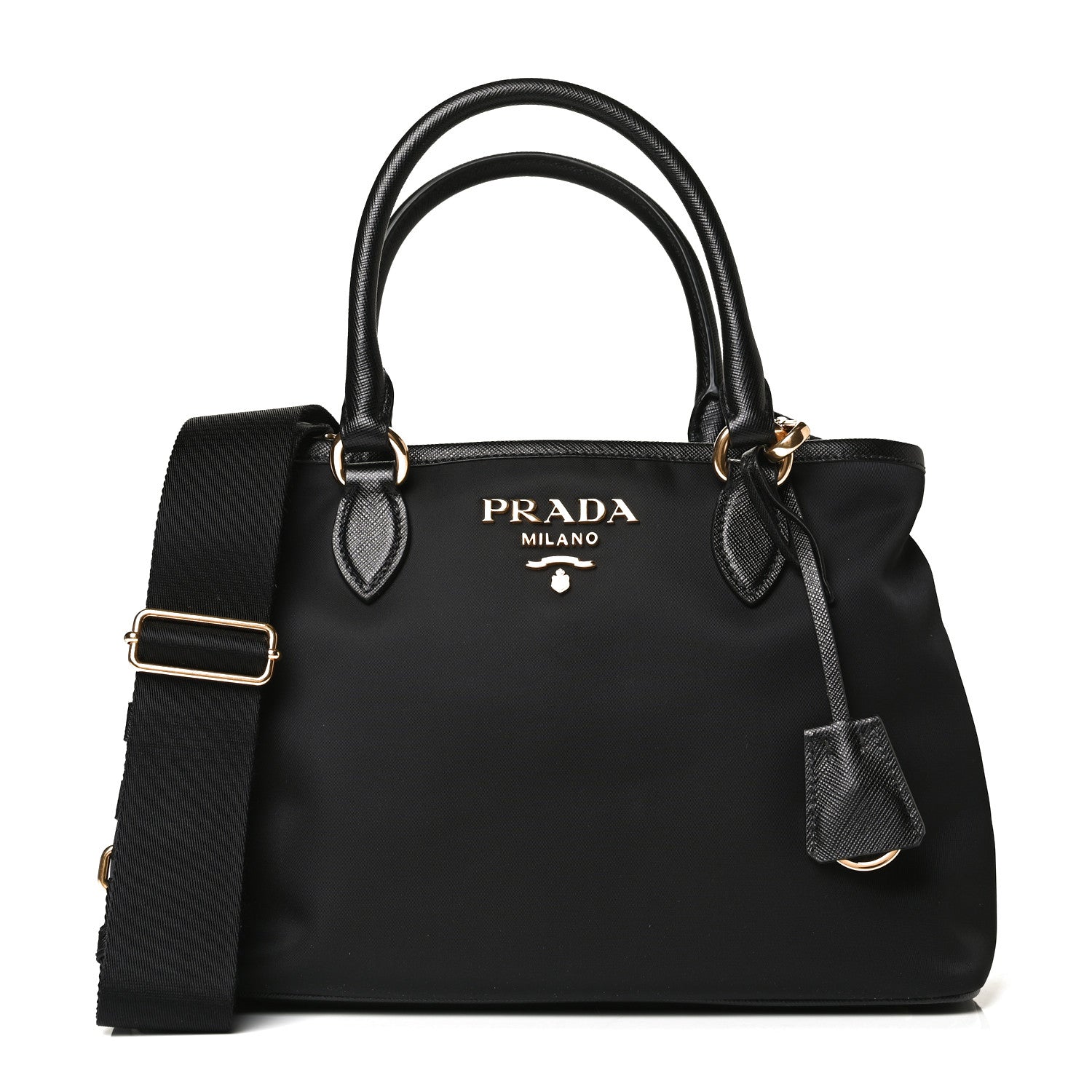 Prada Tessuto Nylon Saffiano Small Tote Black 1 of 9