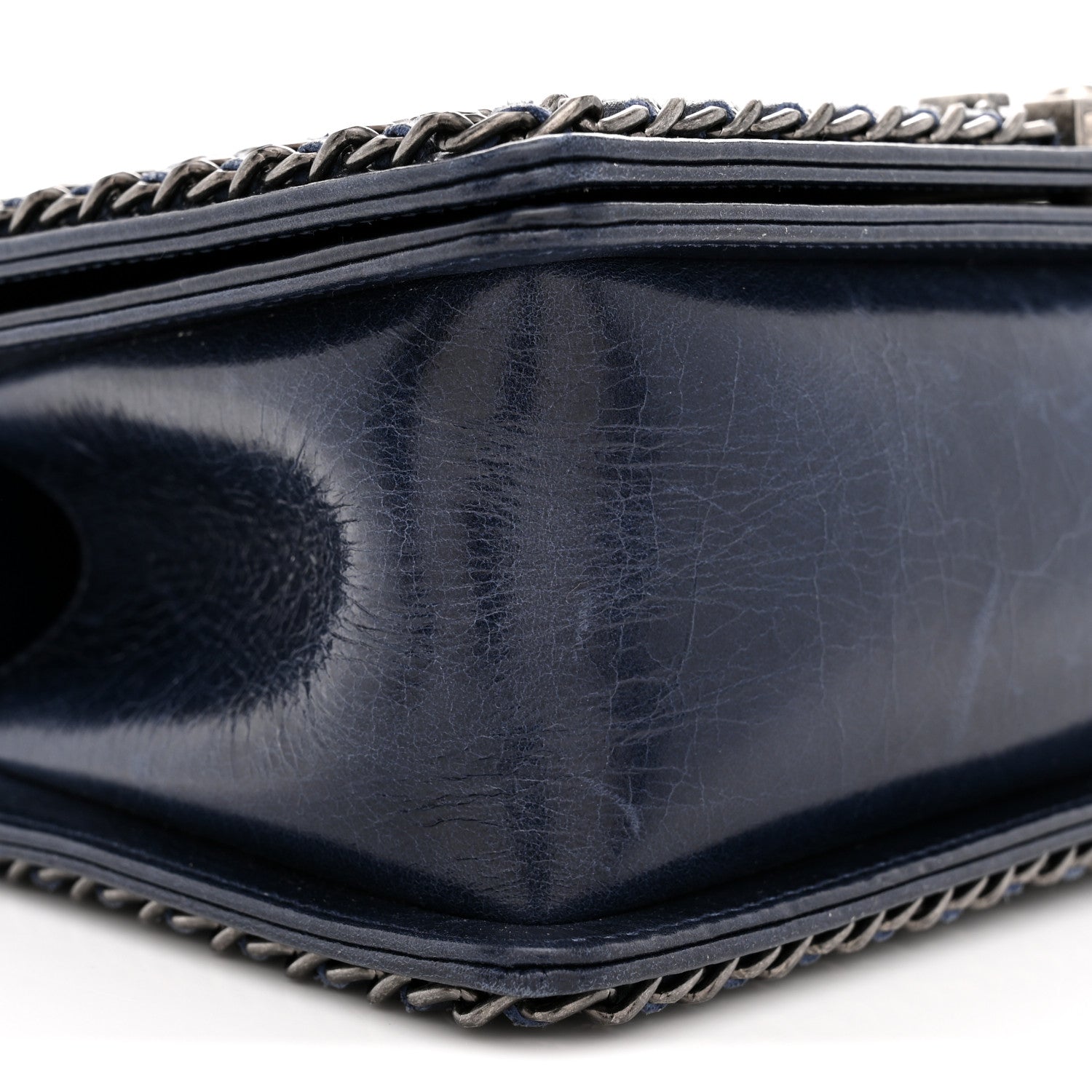 Chanel Glazed Calfskin Quilted Medium Boy Chained Flap Blue 9 of 10