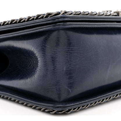 Chanel Glazed Calfskin Quilted Medium Boy Chained Flap Blue 9 of 10