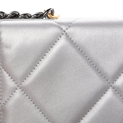 Chanel Metallic Goatskin Quilted 19 Wallet On Chain WOC Silver 12 of 13