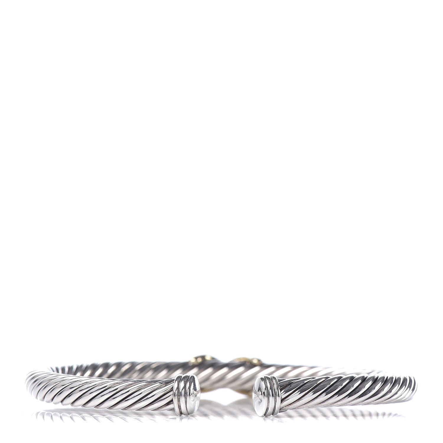 David Yurman Sterling Silver 14K Yellow Gold 5mm X Station Cable Bracelet 3 of 5