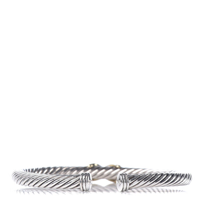 David Yurman Sterling Silver 14K Yellow Gold 5mm X Station Cable Bracelet 3 of 5