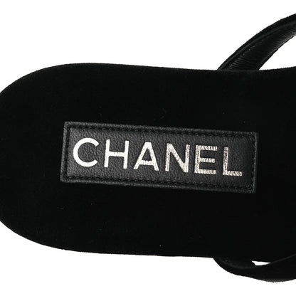 Chanel Velvet Crystal CC Thong Sandals 38 Black 9 of 11