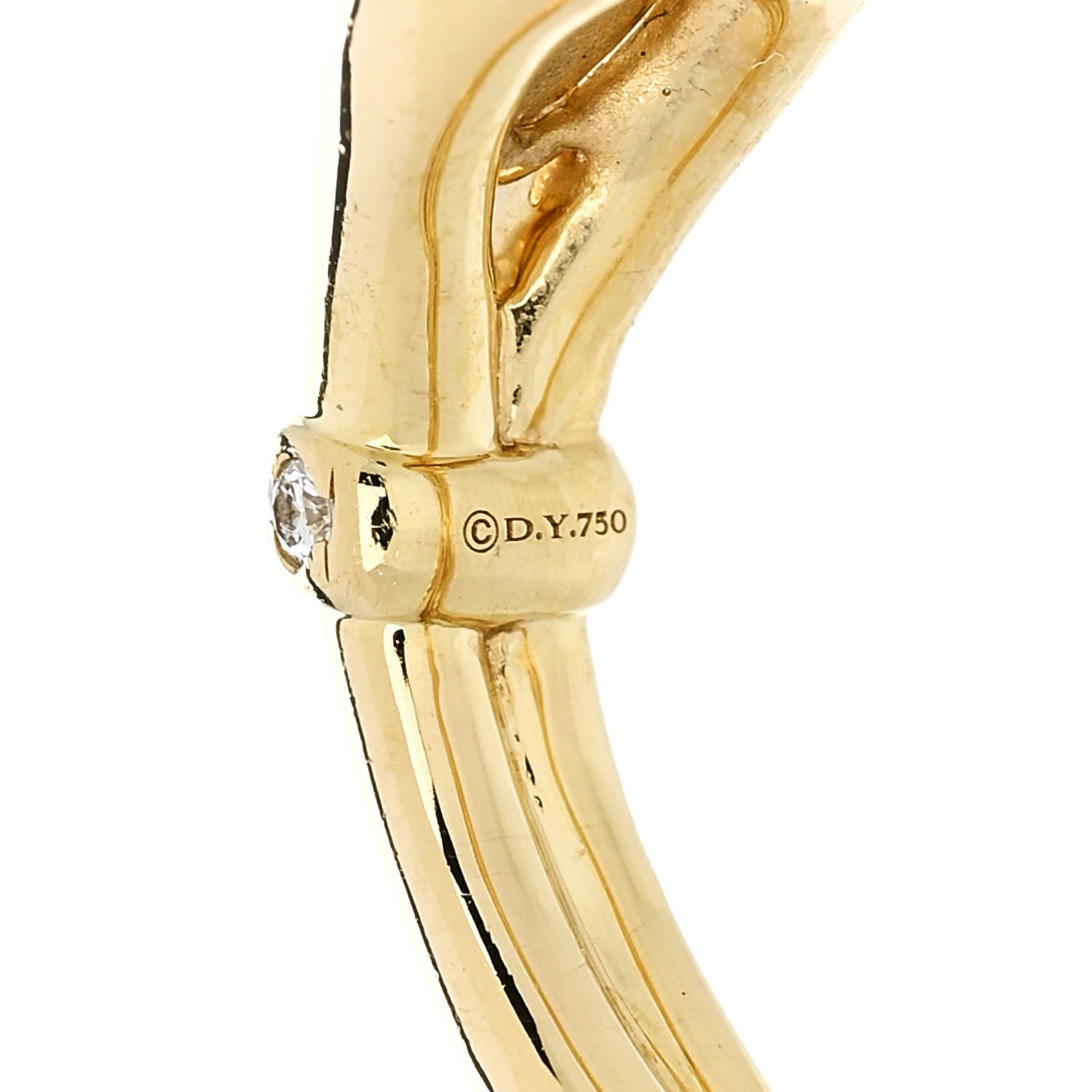 David Yurman 18K Yellow Gold Diamond Thoroughbred Loop Ring 53 6.5 4 of 4