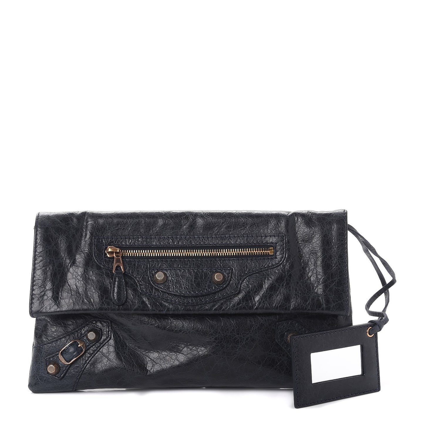 Agneau Giant 12 Rose Gold Hardware Envelope Clutch Dark Night