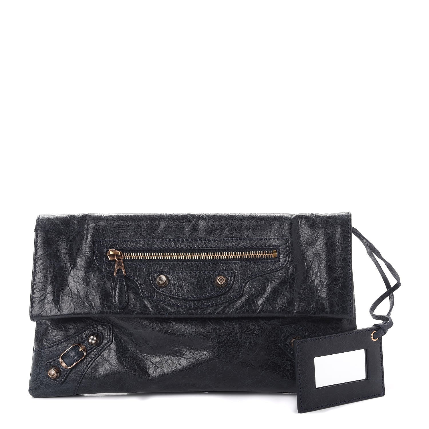 Balenciaga Agneau Giant 12 Rose Gold Hardware Envelope Clutch Dark Night 1 of 7
