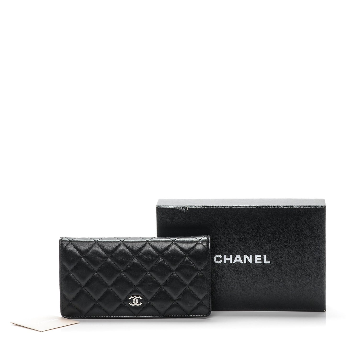 Lambskin Quilted Yen Wallet Black
