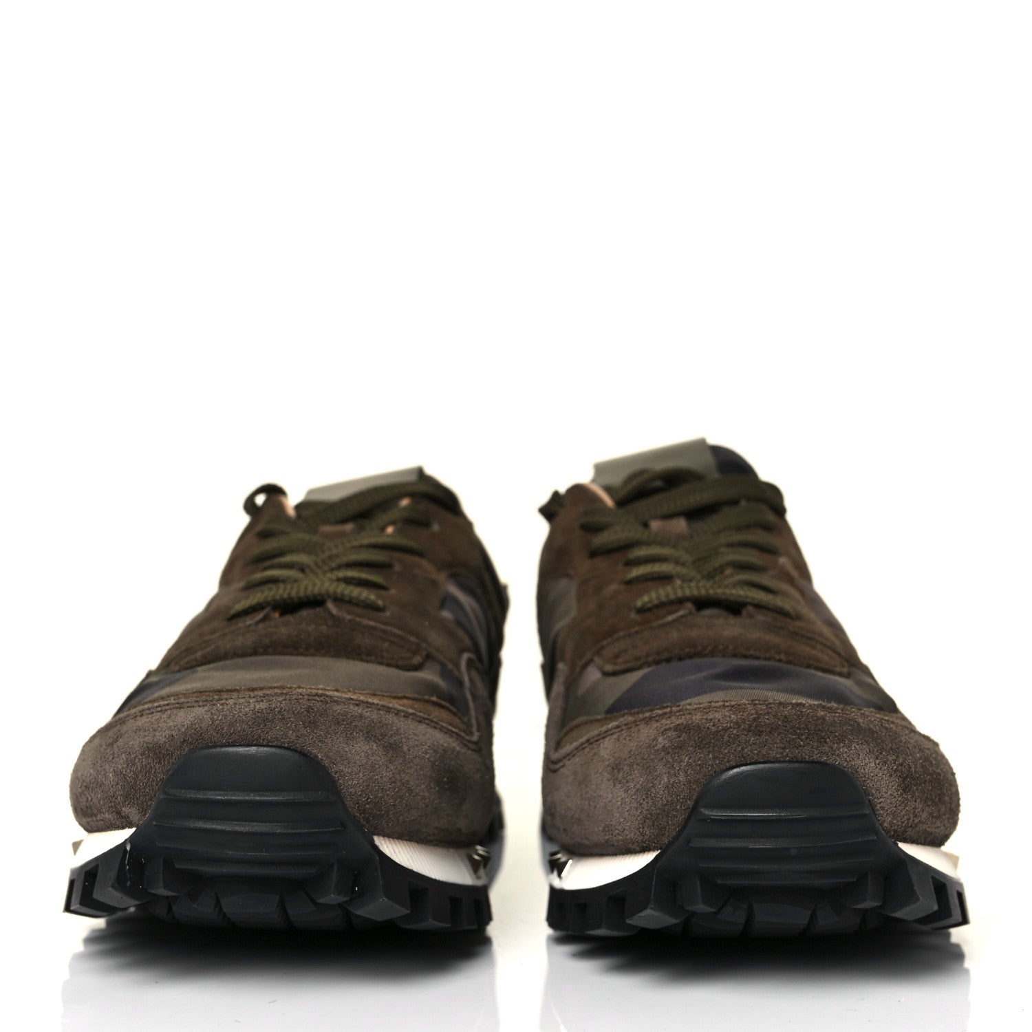 Valentino Garavani Nappa Suede Camouflage Womens Soul Rockstud Sneakers 41 Green Multicolor 2 of 8