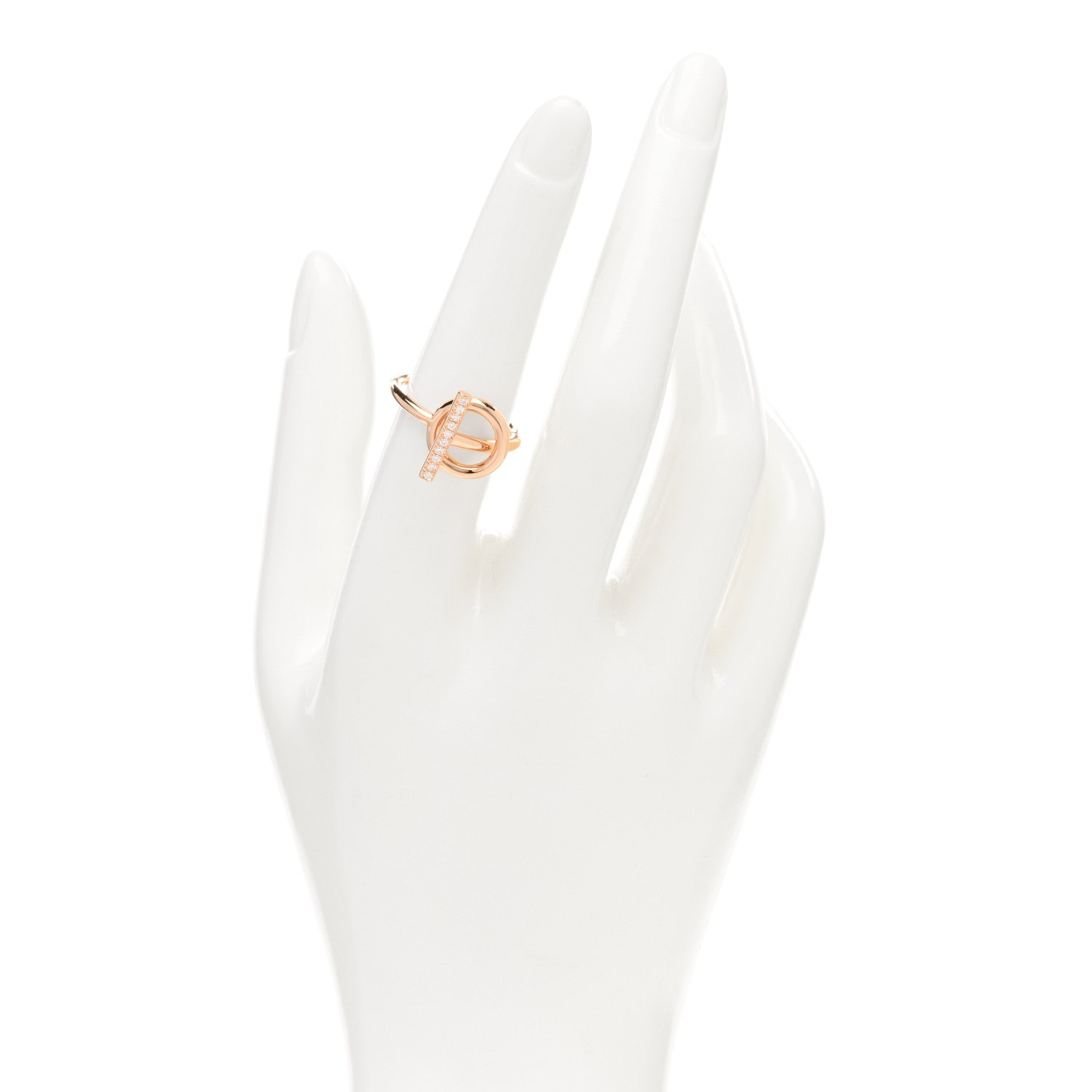 Hermes 18K Rose Gold Diamond PM Echappee Ring 54 6.75 4 of 5