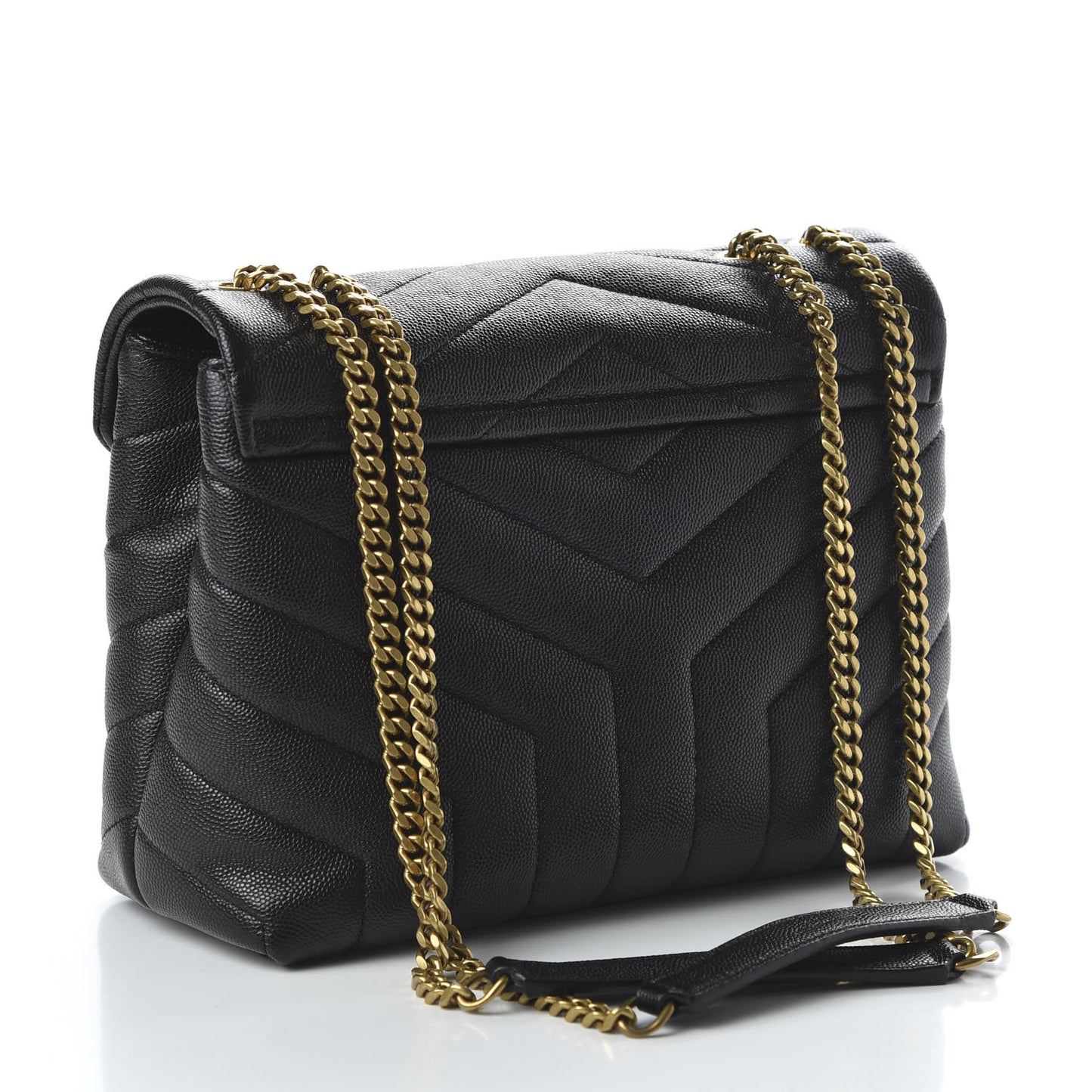 Grain de Poudre Calfskin Y Quilted Monogram Small Loulou Chain Satchel Black