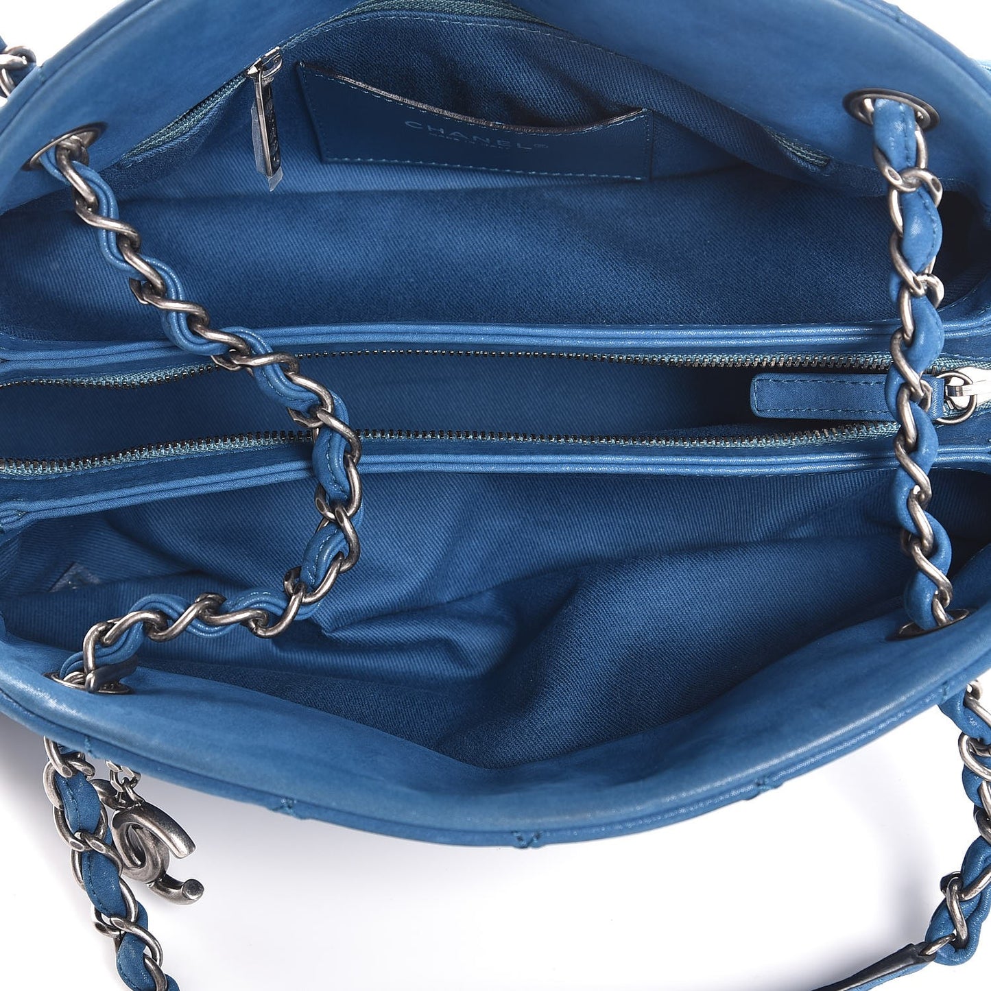 Iridescent Calfskin Medium Just Mademoiselle Bowler Blue