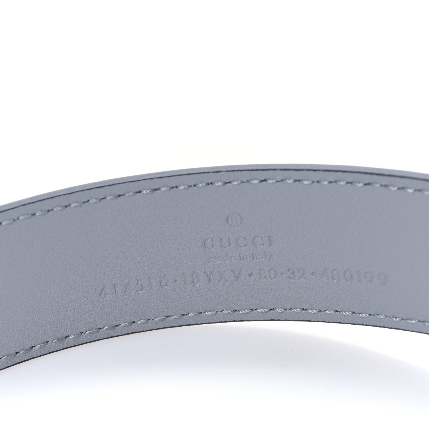 Gucci Azalea Calfskin Enamel Monochrome Double G 30mm Belt 80 32 Deep Grey 3 of 4