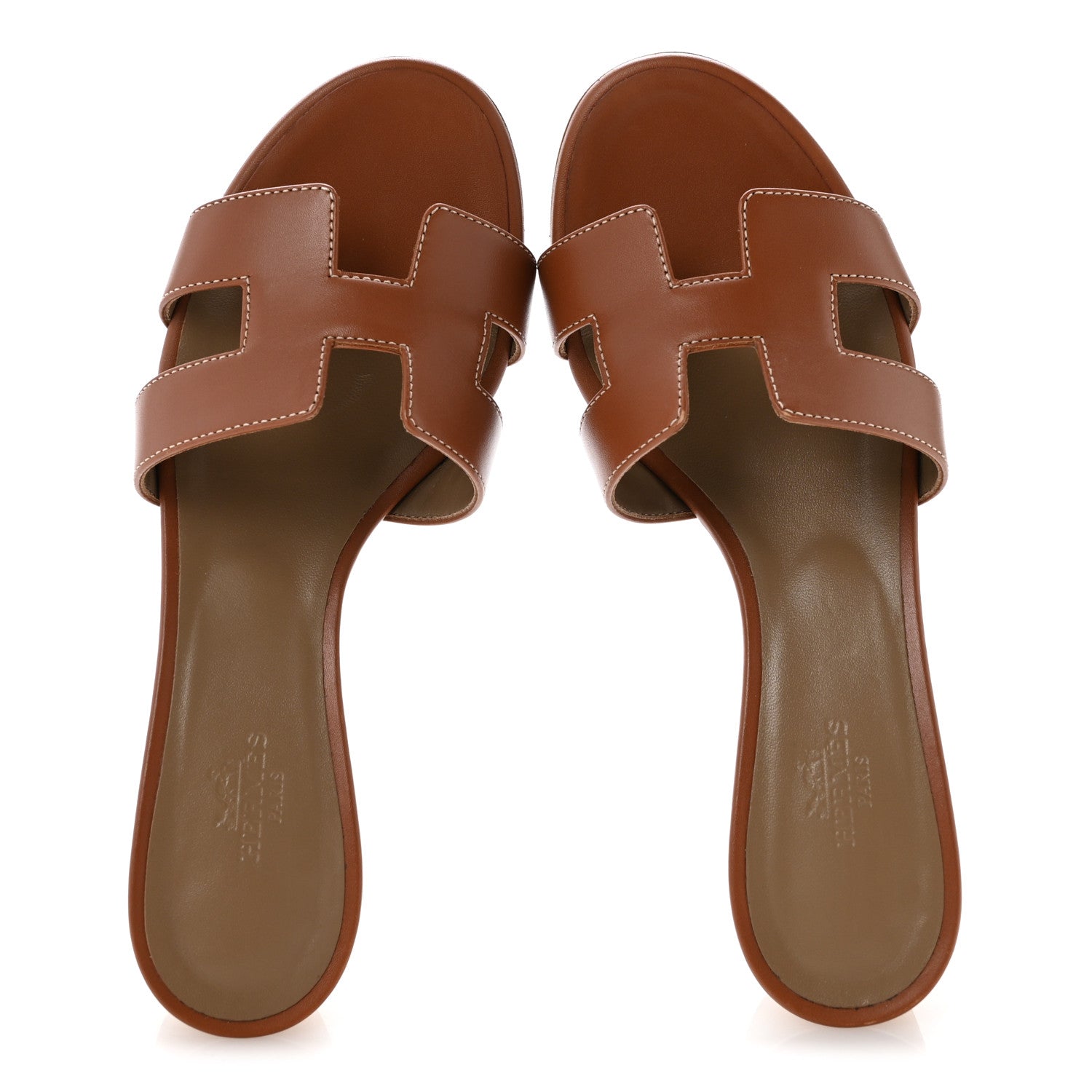 Hermes Calfskin Oasis Sandals 36.5 Gold 2 of 11