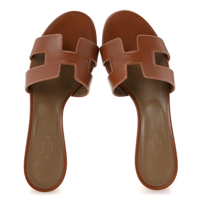 Hermes Calfskin Oasis Sandals 36.5 Gold 2 of 11