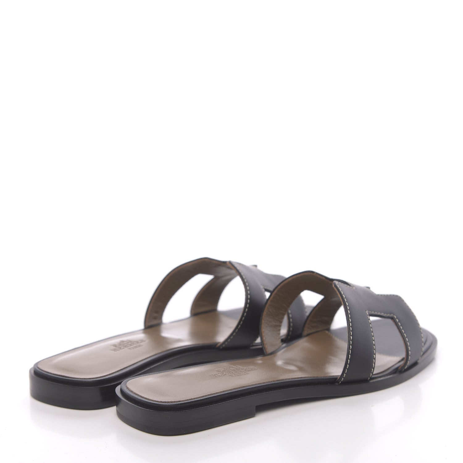 Hermes Box Calfskin Oran Sandals 35 Black 4 of 9
