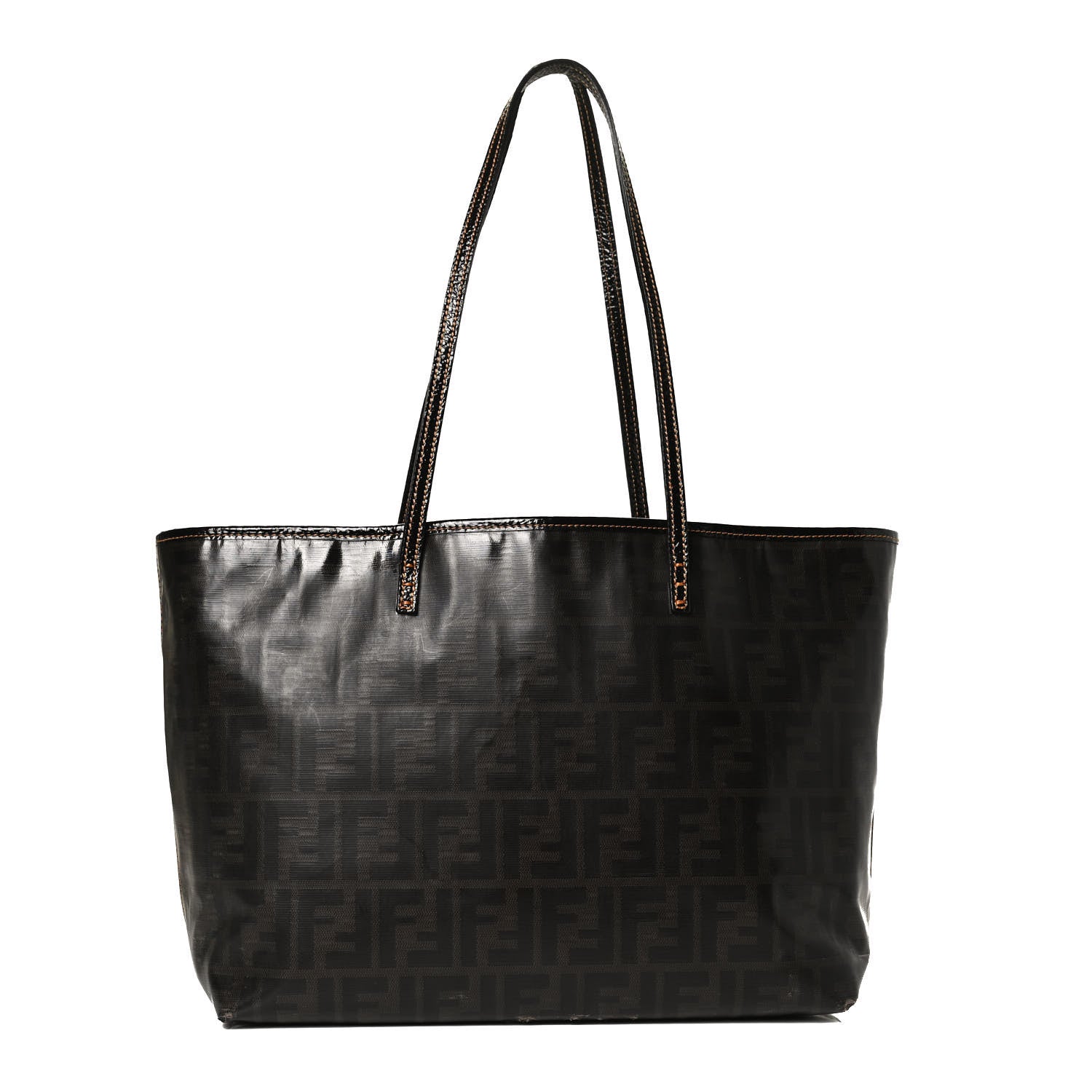 Fendi Zucca Spalmati Matrioska Small Roll Tote Tobacco Black 1 of 16
