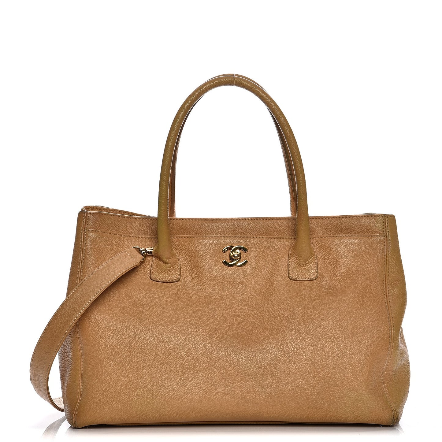 Calfskin Cerf Executive Shopper Tote Beige