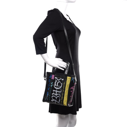 Balenciaga Agneau Arena Graffiti All Over XS Bazar Shopper Tote Black Multicolor 2 of 10