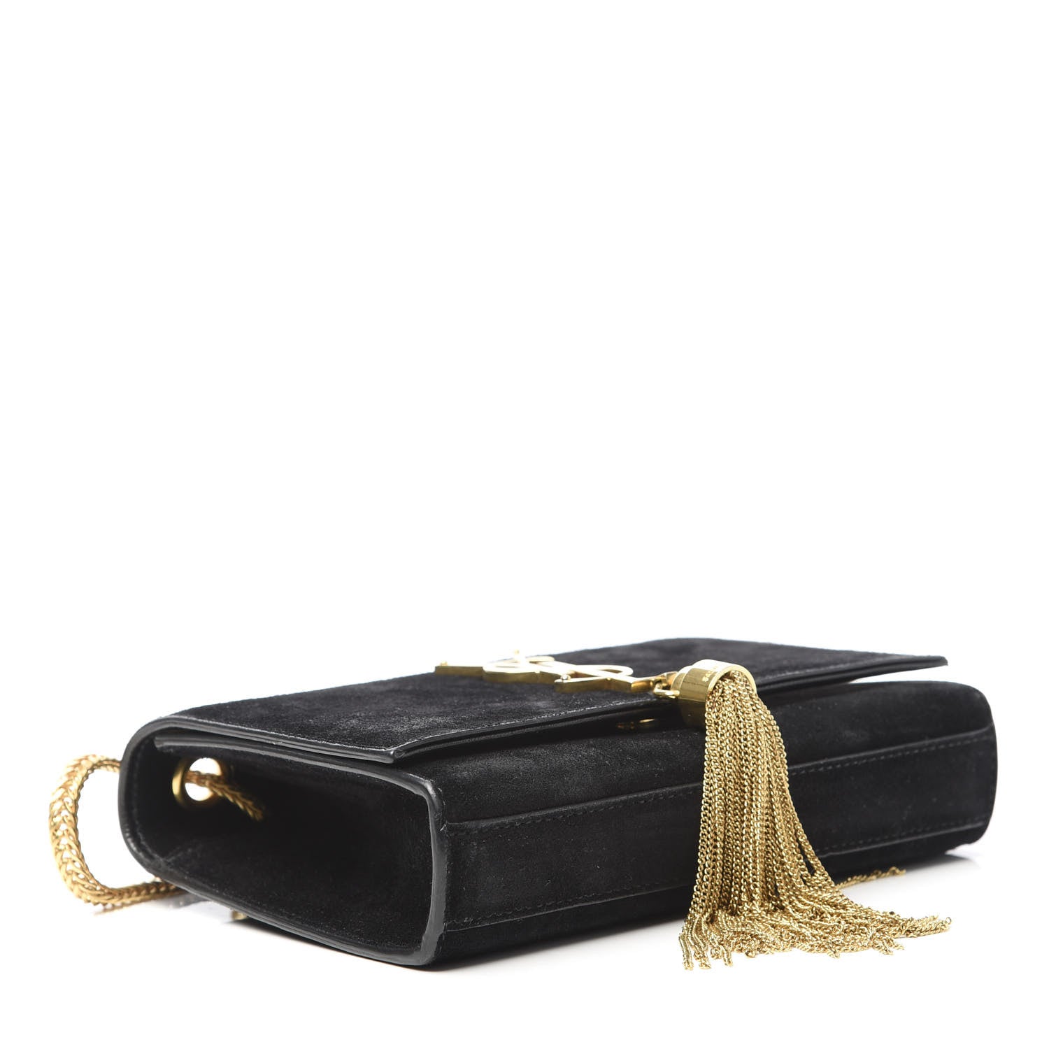 Saint Laurent Suede Small Classic Monogram Kate Tassel Satchel Black 4 of 16