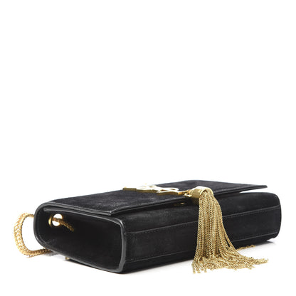 Saint Laurent Suede Small Classic Monogram Kate Tassel Satchel Black 4 of 16