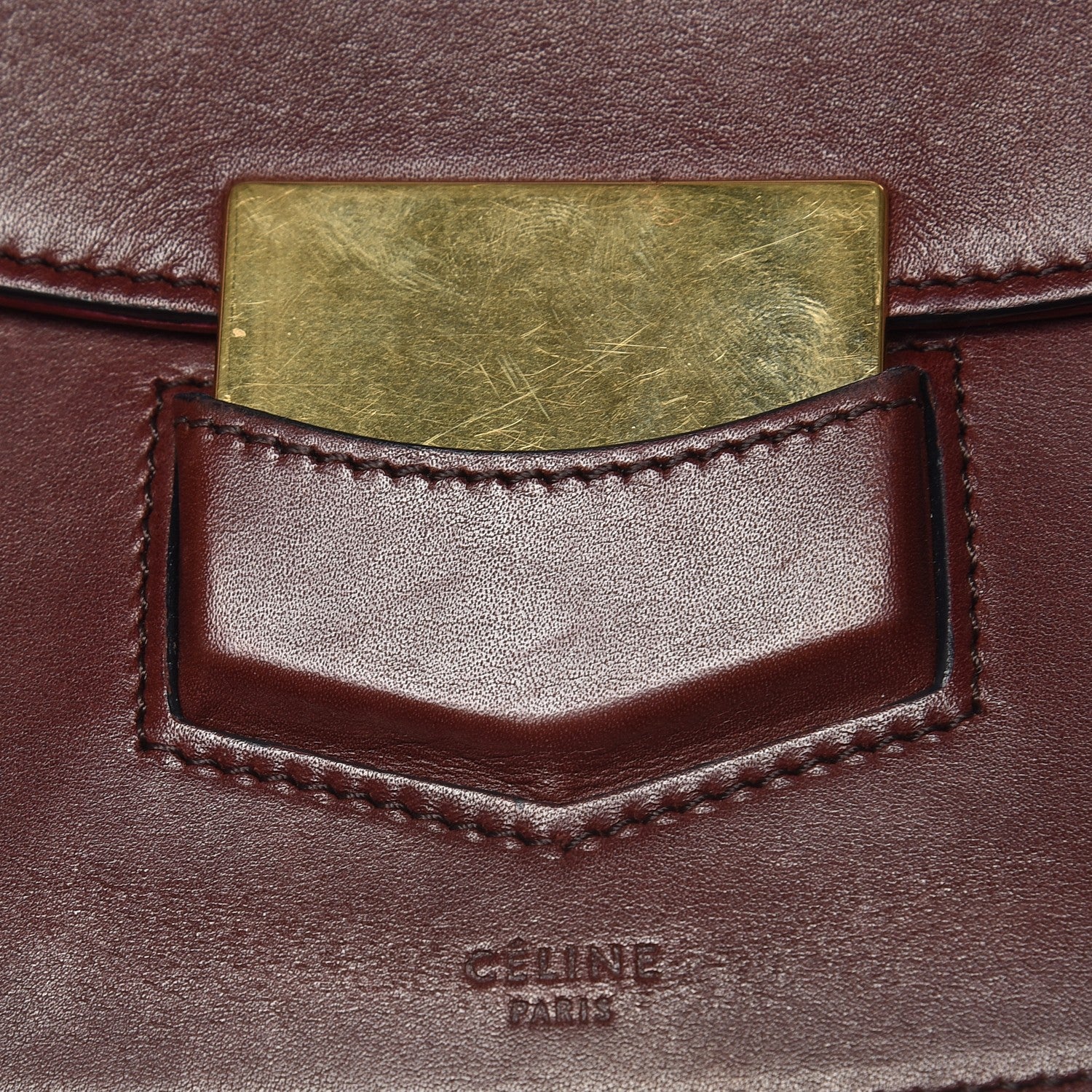 Celine Natural Calfskin Medium Trotteur Burgundy 6 of 7