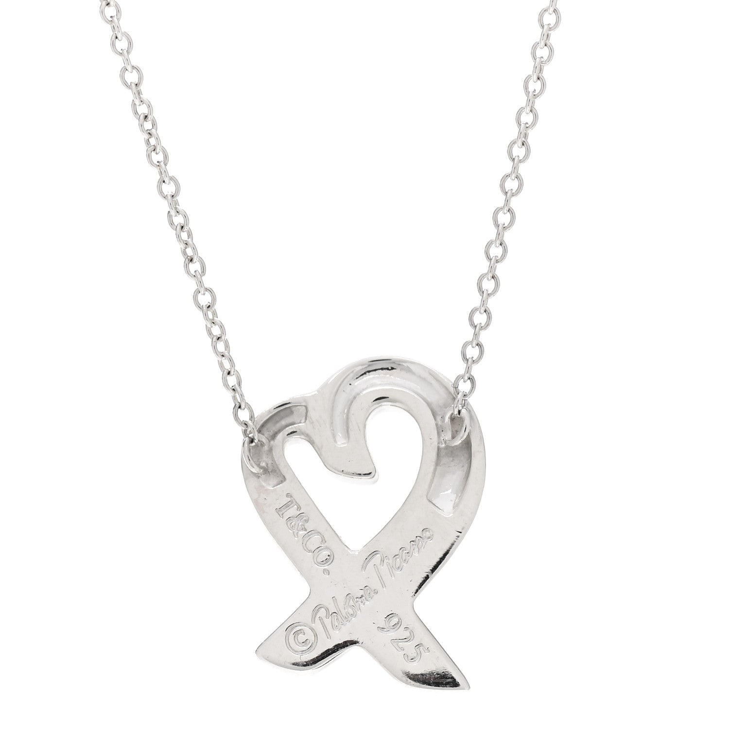 Tiffany Sterling Silver Small Paloma Picasso Loving Heart Pendant Necklace 4 of 5
