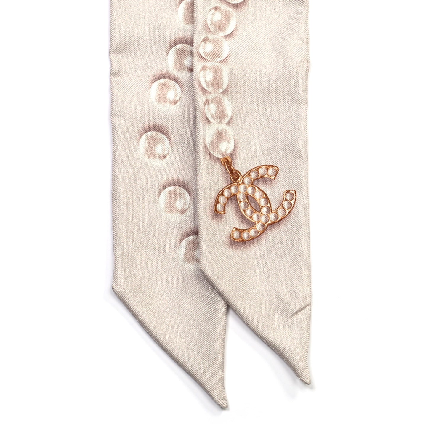 Silk Pearl CC Slim Bandeau Scarf Ivory