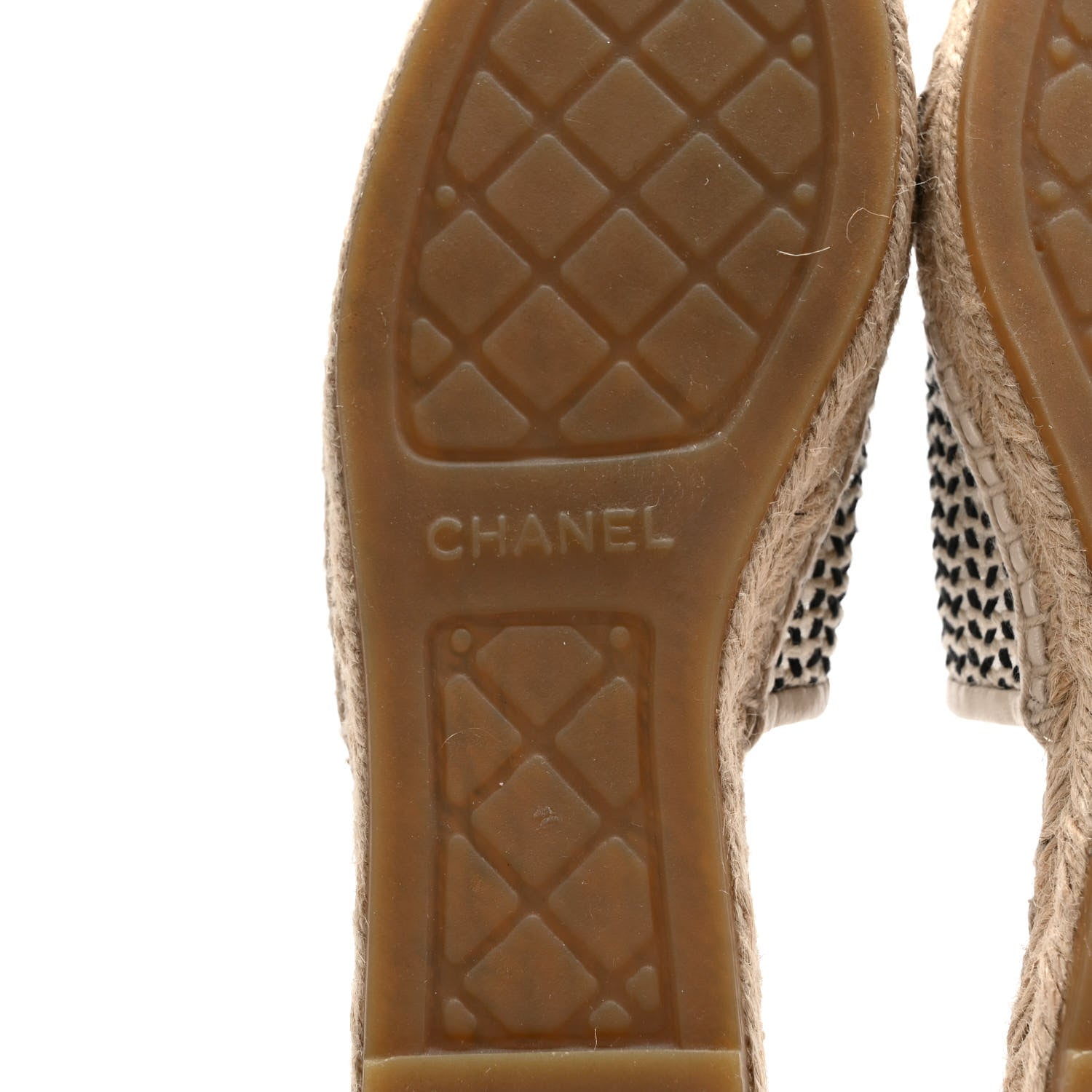 Chanel Mesh Grosgrain CC Espadrilles Mule 36 Beige Black 6 of 8